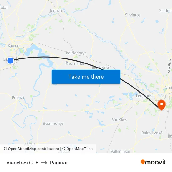 Vienybės G. B to Pagiriai map