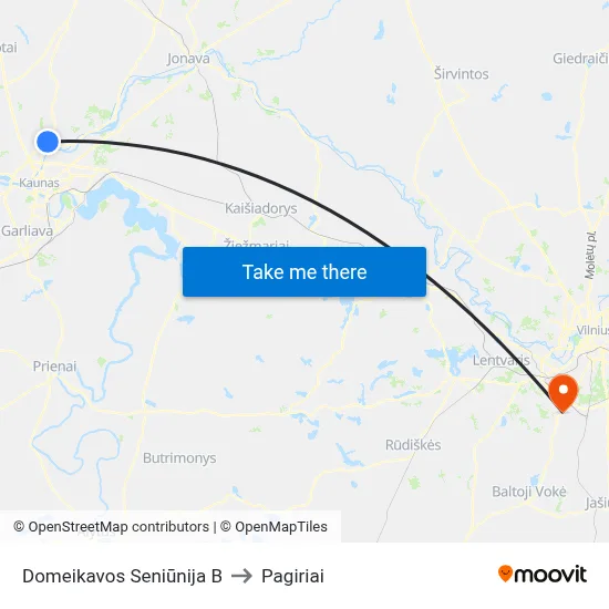 Domeikavos Seniūnija B to Pagiriai map
