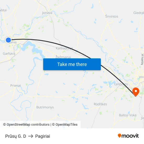 Prūsų G. D to Pagiriai map