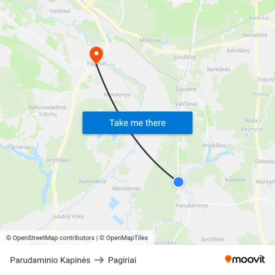 Parudaminio Kapinės to Pagiriai map