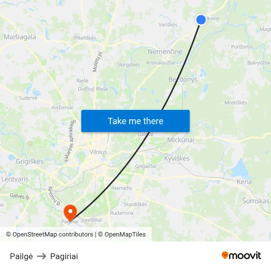 Pailgė to Pagiriai map