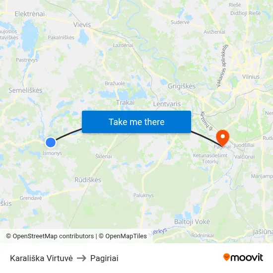 Karališka Virtuvė to Pagiriai map