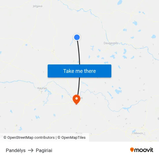 Pandėlys to Pagiriai map