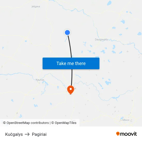 Kučgalys to Pagiriai map