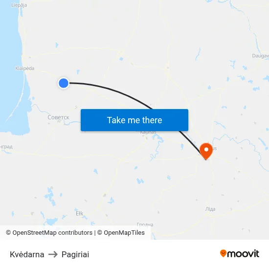 Kvėdarna to Pagiriai map