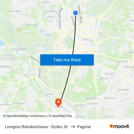 Liongino Baliukevičiaus - Dzūko St. to Pagiriai map
