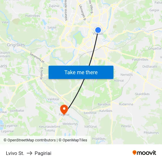 Lvivo St. to Pagiriai map