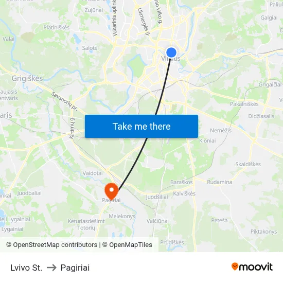 Lvivo St. to Pagiriai map