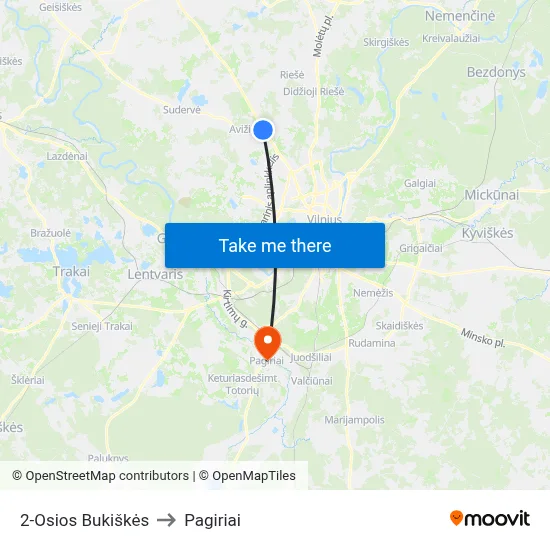 2-Osios Bukiškės to Pagiriai map