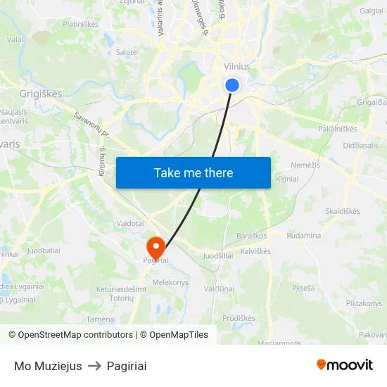 Mo Muziejus to Pagiriai map