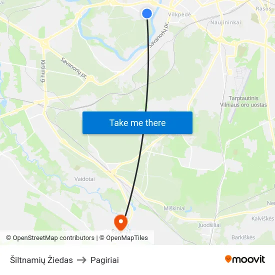 Šiltnamių Žiedas to Pagiriai map
