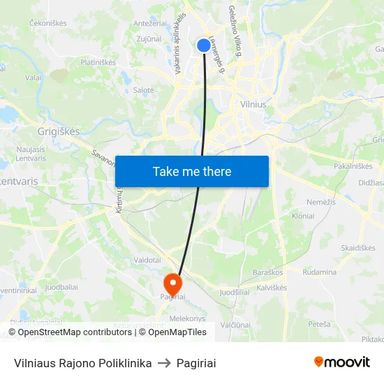 Vilniaus Rajono Poliklinika to Pagiriai map
