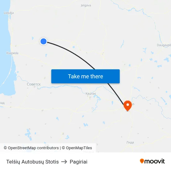 Telšių Autobusų Stotis to Pagiriai map