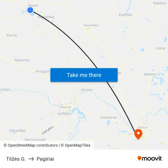 Tilžės G. to Pagiriai map
