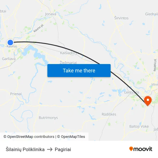 Šilainių Poliklinika to Pagiriai map