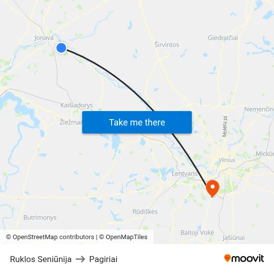 Ruklos Seniūnija to Pagiriai map