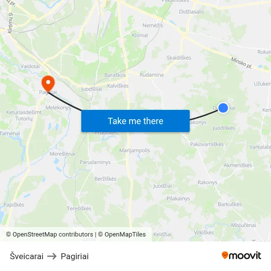 Šveicarai to Pagiriai map