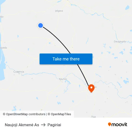 Naujoji Akmenė As to Pagiriai map