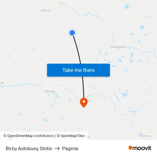 Biržų Autobusų Stotis to Pagiriai map