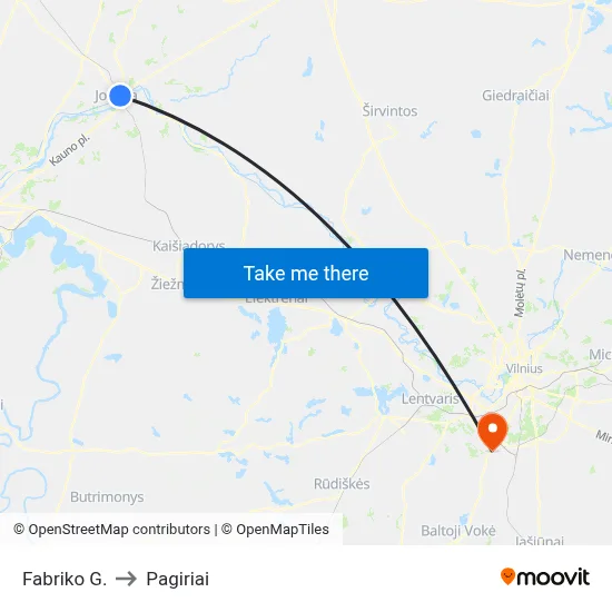 Fabriko G. to Pagiriai map
