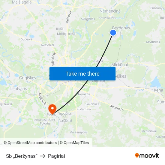 Sb „Beržynas“ to Pagiriai map