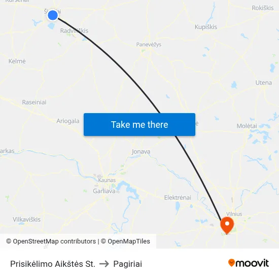 Prisikėlimo Aikštės St. to Pagiriai map