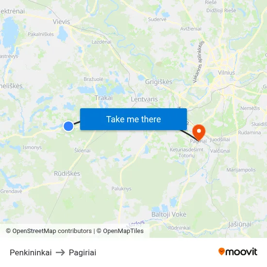 Penkininkai to Pagiriai map