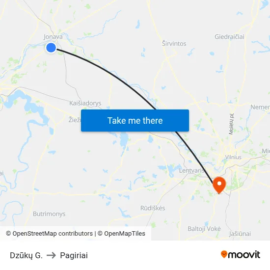 Dzūkų G. to Pagiriai map