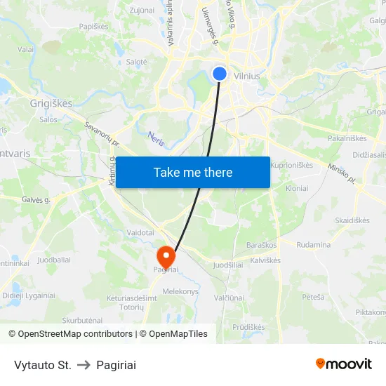 Vytauto St. to Pagiriai map