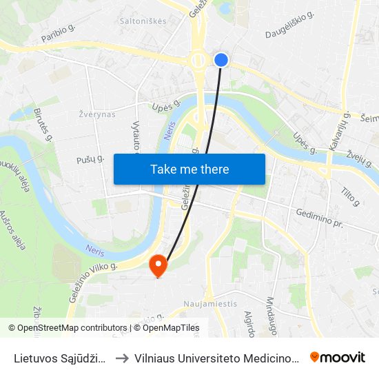 Lietuvos Sąjūdžio Kelias to Vilniaus Universiteto Medicinos Fakultetas map