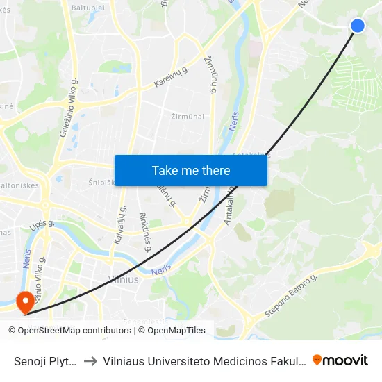 Senoji Plytinė to Vilniaus Universiteto Medicinos Fakultetas map