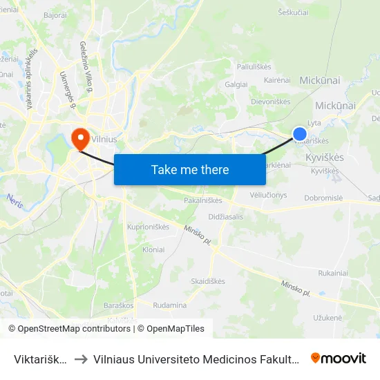 Viktariškės to Vilniaus Universiteto Medicinos Fakultetas map