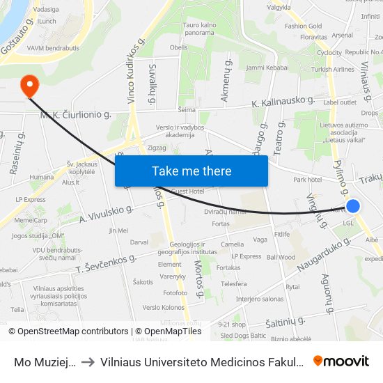 Mo Muziejus to Vilniaus Universiteto Medicinos Fakultetas map