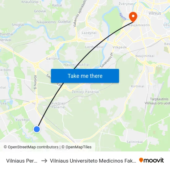 Vilniaus Pergalė to Vilniaus Universiteto Medicinos Fakultetas map