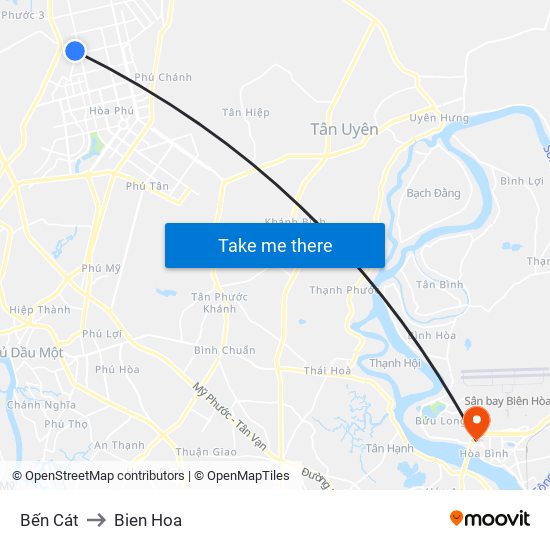 Bến Cát to Bien Hoa map