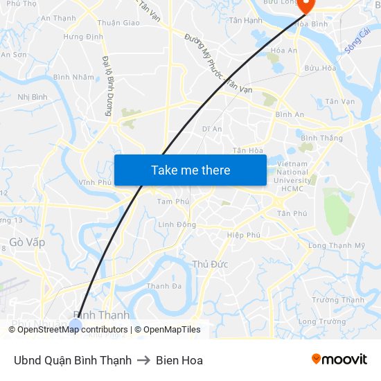 Ubnd Quận Bình Thạnh to Bien Hoa map