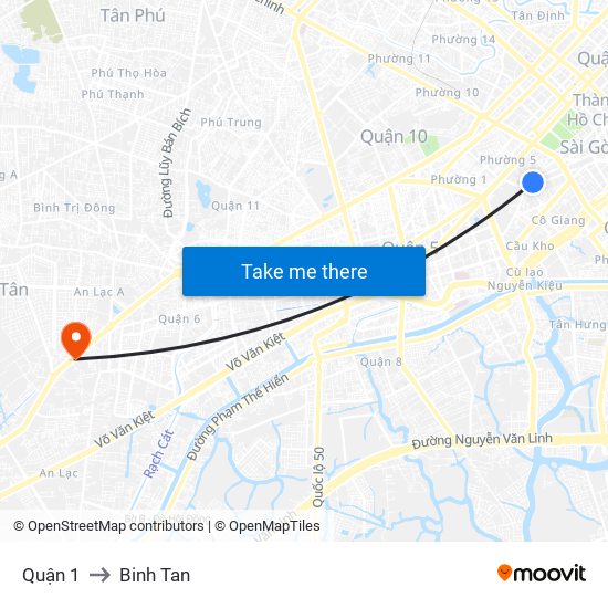 Quận 1 to Binh Tan map