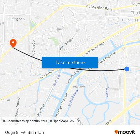 Quận 8 to Binh Tan map