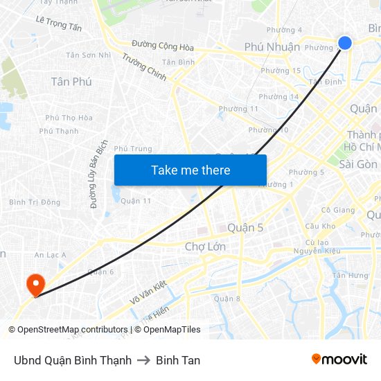 Ubnd Quận Bình Thạnh to Binh Tan map