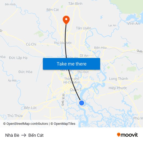 Nhà Bè to Bến Cát map