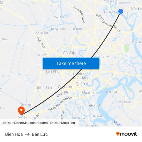 Bien Hoa to Bến Lức map
