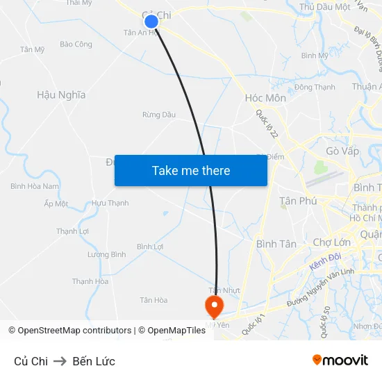Củ Chi to Bến Lức map