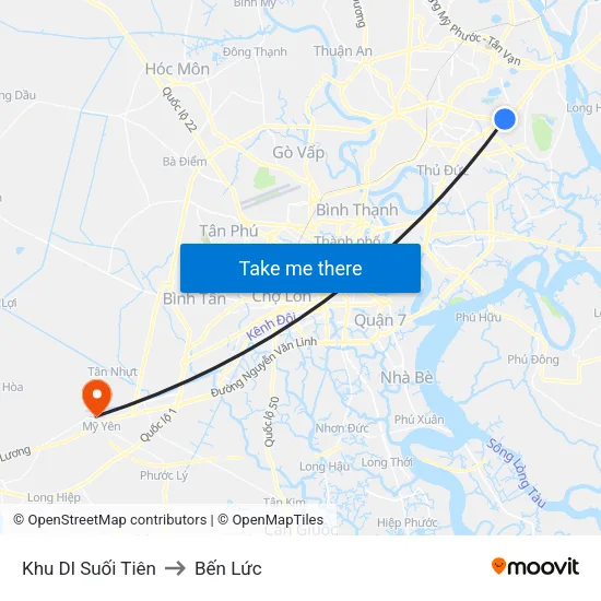 Khu Dl Suối Tiên to Bến Lức map