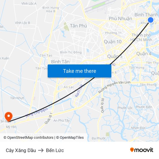 Cây Xăng Dầu to Bến Lức map