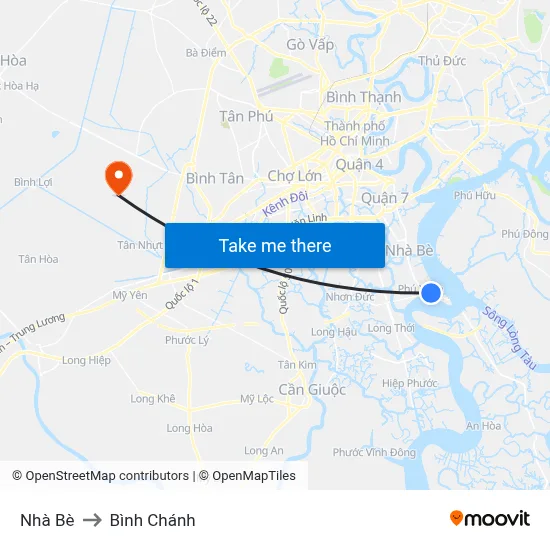 Nhà Bè to Bình Chánh map