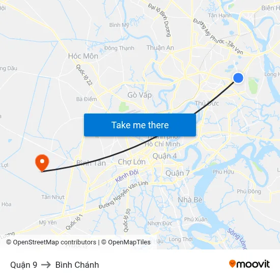Quận 9 to Bình Chánh map