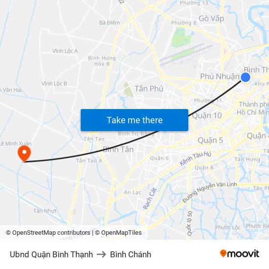 Ubnd Quận Bình Thạnh to Bình Chánh map