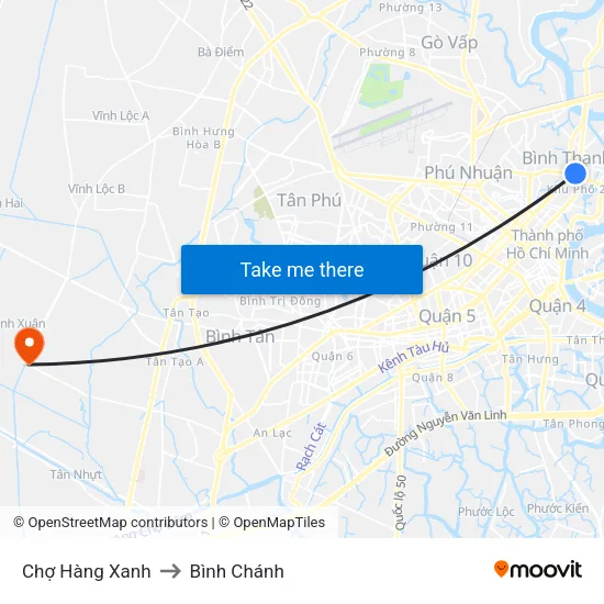 Chợ Hàng Xanh to Bình Chánh map