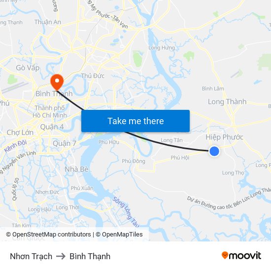 Nhơn Trạch to Bình Thạnh map