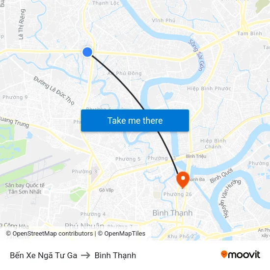 Bến Xe Ngã Tư Ga to Bình Thạnh map
